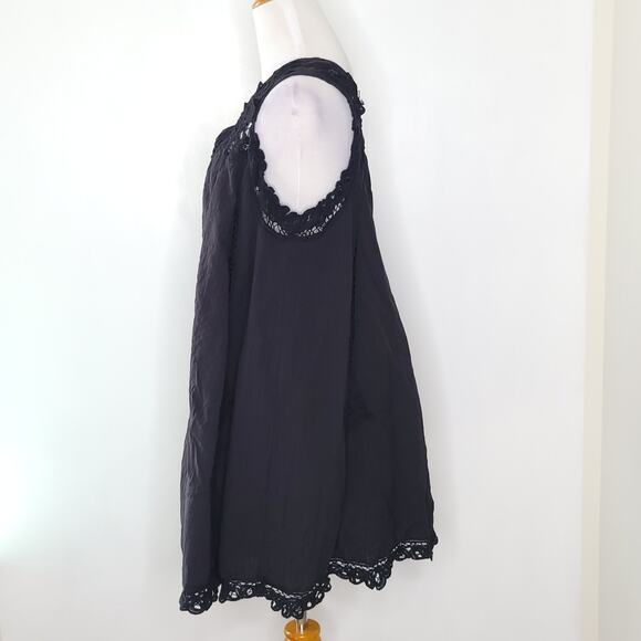 Free People Billie Battenberg Lace Dress One Shoulder Black A Line Women Medium - Picture 5 of 13